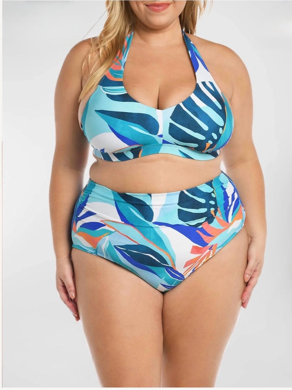 La Blanca Teal Multi-Color Halter Bikini 18W